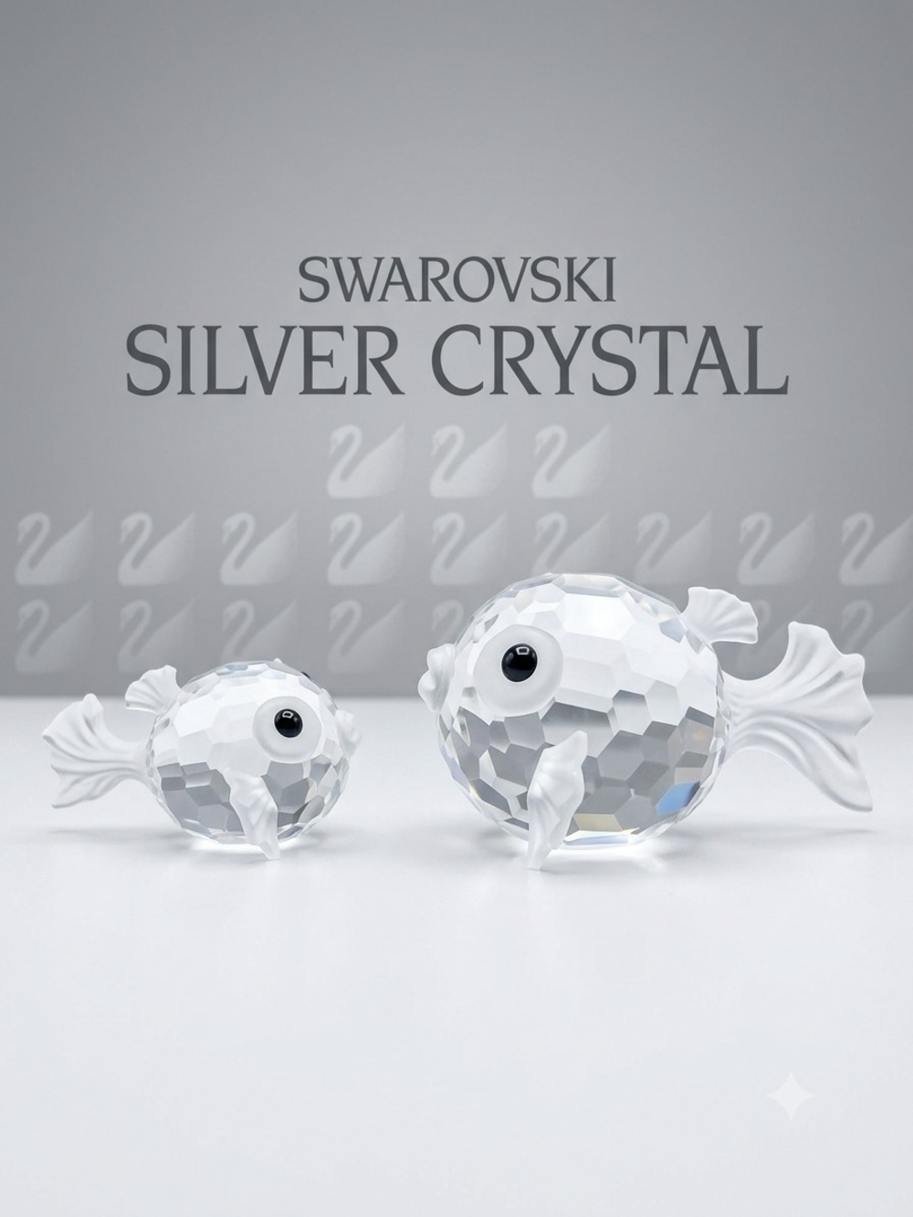 Swarovski Clear Crystal Puffer Fish Pair